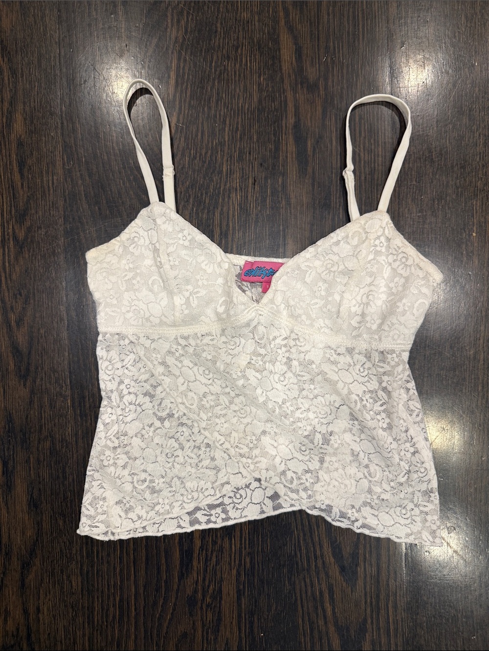 Edikted White Lace Cami Tank Top
